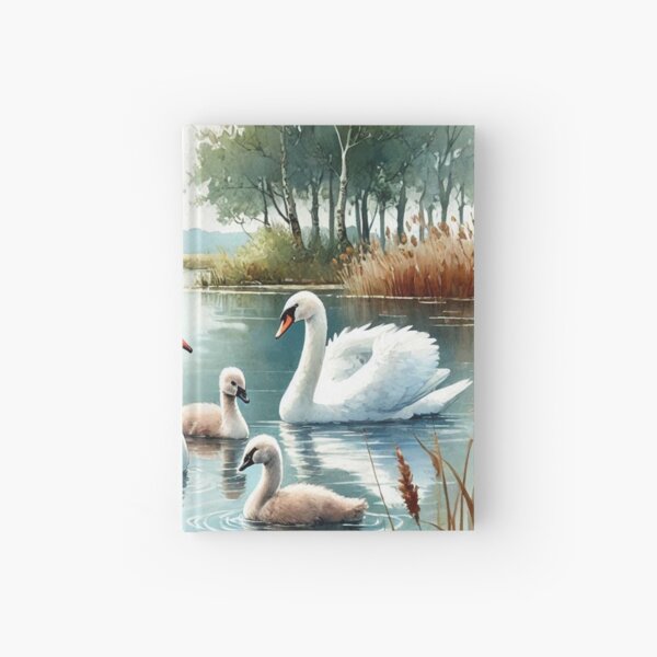 Item preview, Serene Swan Family in Peaceful Pond - Watercolor Art Print designed and sold by Pioneer Spirit Market.