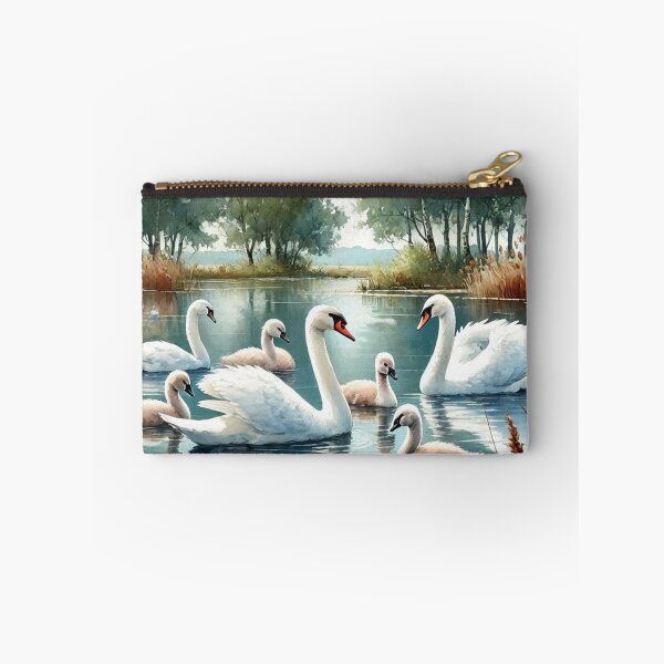 Item preview, Serene Swan Family in Peaceful Pond - Watercolor Art Print designed and sold by Pioneer Spirit Market.