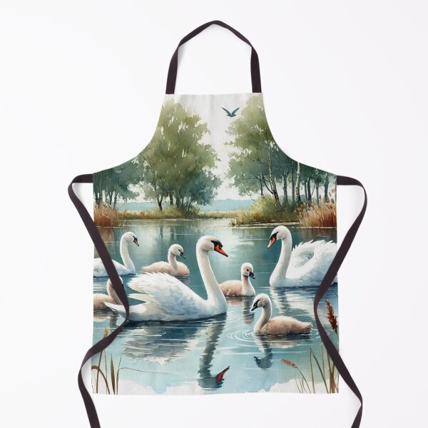 Item preview, Serene Swan Family in Peaceful Pond - Watercolor Art Print designed and sold by Pioneer Spirit Market.