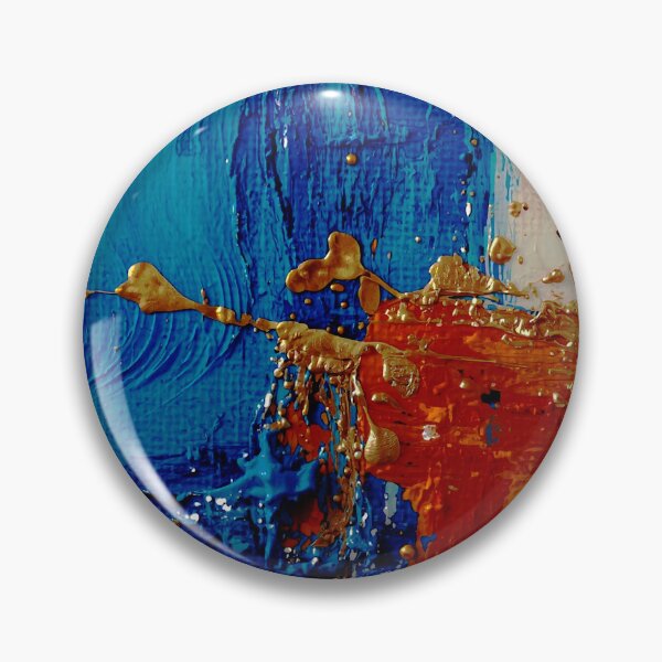 Item preview, Cerulean & Burnt Orange Abstract | Metallic Gold Impasto Painting designed and sold by LuxuryApparels.