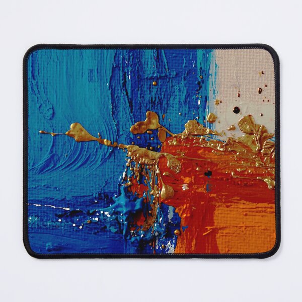 Item preview, Cerulean & Burnt Orange Abstract | Metallic Gold Impasto Painting designed and sold by LuxuryApparels.