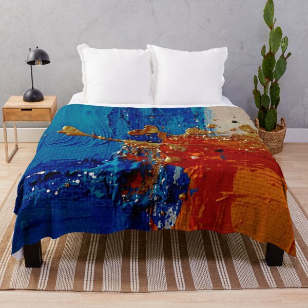 Item preview, Cerulean & Burnt Orange Abstract | Metallic Gold Impasto Painting designed and sold by LuxuryApparels.