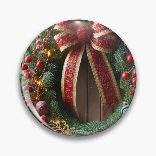 Item preview, Festive Christmas Wreath with Red Bow & Lights - Holiday Art Print designed and sold by Pioneer Spirit Market.