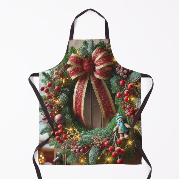 Item preview, Festive Christmas Wreath with Red Bow & Lights - Holiday Art Print designed and sold by Pioneer Spirit Market.