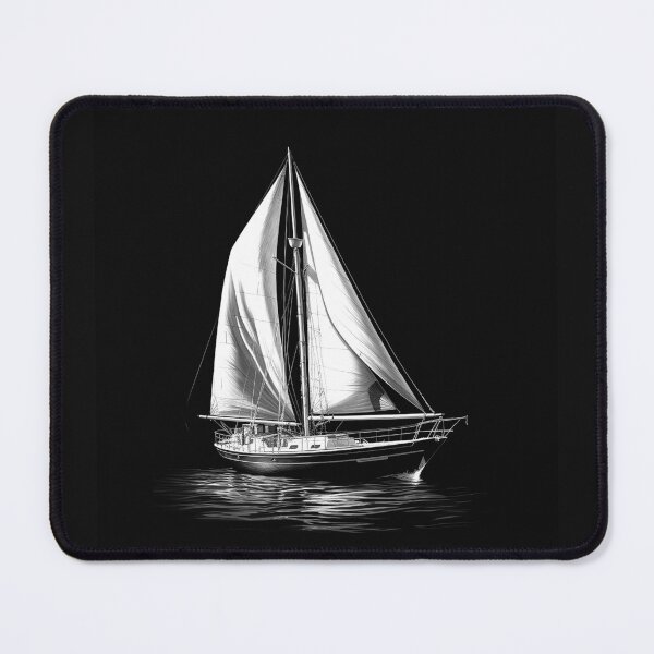 Item preview, Black and White Sailboat on Water Nautical Art designed and sold by inkoutninja.