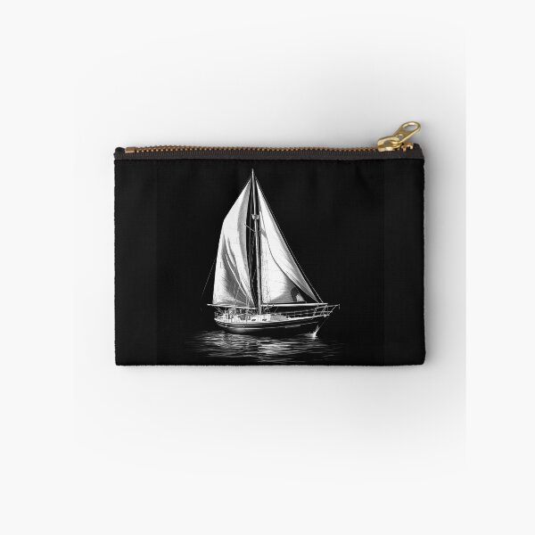 Item preview, Black and White Sailboat on Water Nautical Art designed and sold by inkoutninja.