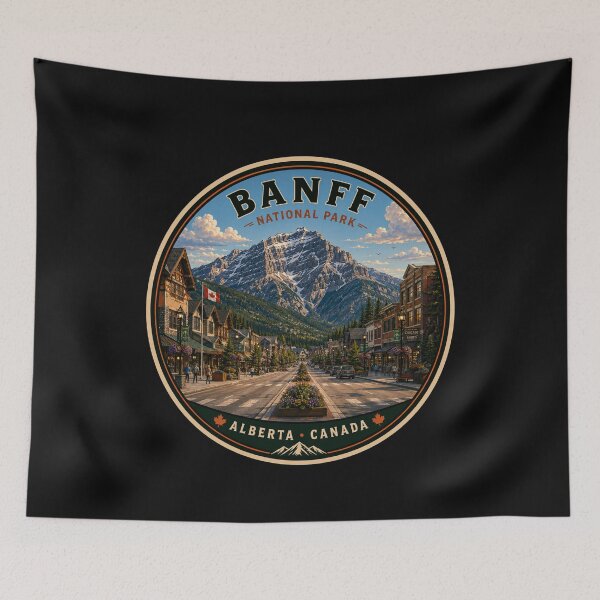 Item preview, Banff National Park Badge | Banff Avenue & Cascade Mountain | Alberta Canada designed and sold by Swanny's Custom T-shirt and Gift Designs.