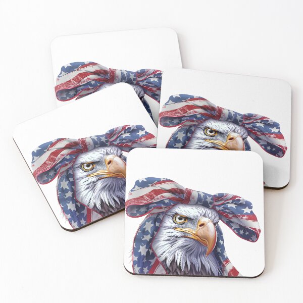 Item preview, Patriotic Bald Eagle with Coquette USA Flag Bow designed and sold by NotasCreativa.