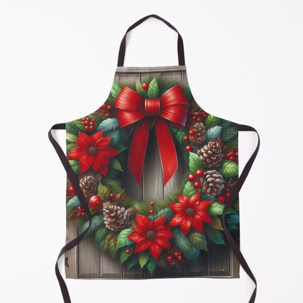 Item preview, Vibrant Watercolor Christmas Wreath with Red Poinsettias & Bow designed and sold by Pioneer Spirit Market.