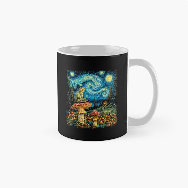 Item preview, Magical Frog Mushroom Night Sky Fantasy Landscape Graphic Vangoh designed and sold by MiALopezArt.