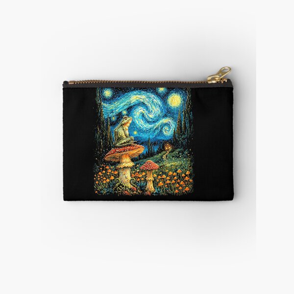 Item preview, Magical Frog Mushroom Night Sky Fantasy Landscape Graphic Vangoh designed and sold by MiALopezArt.