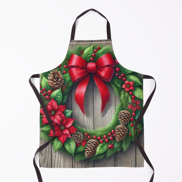 Item preview, Classic Christmas Wreath with Red Poinsettias & Bow - Holiday Art Print designed and sold by Pioneer Spirit Market.
