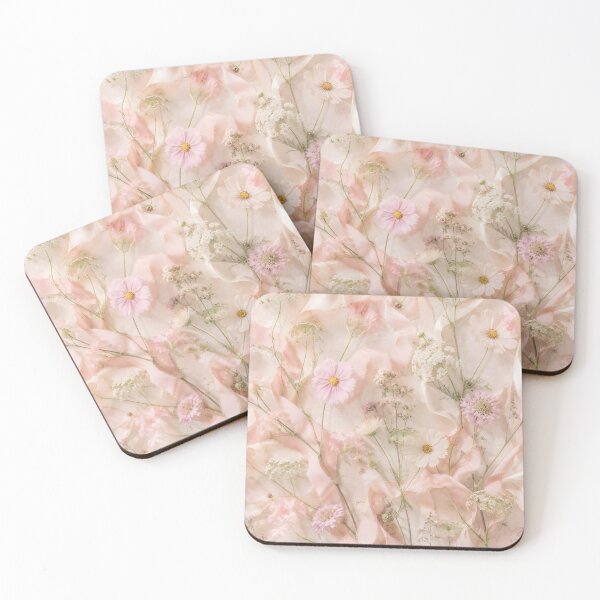 Item preview, Charming Pastel Pink Floral Meadow with Flowing Satin Ribbons designed and sold by ChubbyGoong.
