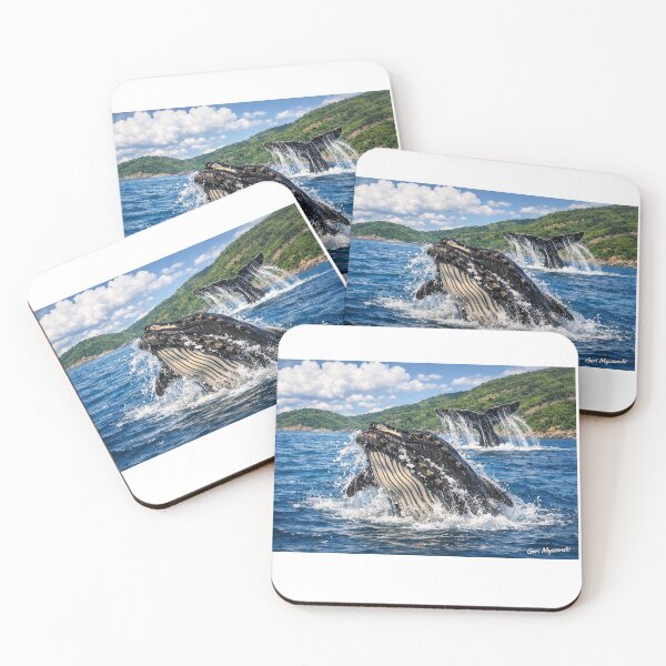 Item preview, Breaching Humpback Whales Coastal Art designed and sold by The Art Queen Of Michigan .