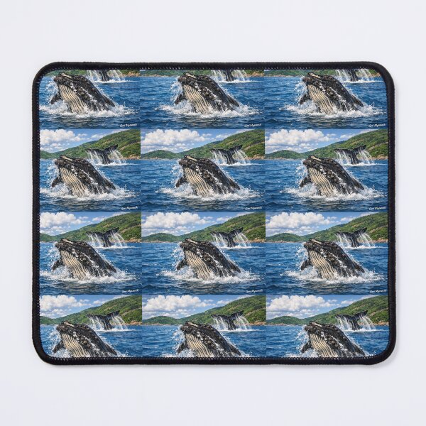 Item preview, Breaching Humpback Whales Coastal Art designed and sold by The Art Queen Of Michigan .