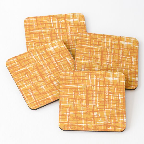 Item preview, Mid Century Modern Woven Hatch Abstract Linework Pattern in Orange designed and sold by kierkegaard.