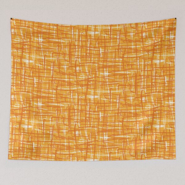Item preview, Mid Century Modern Woven Hatch Abstract Linework Pattern in Orange designed and sold by kierkegaard.