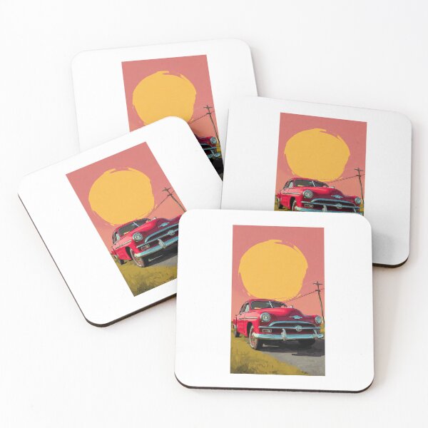 Item preview, Retro Red Vintage Car Cartoon with Sun - Classic Automobile Art designed and sold by Larrysamdesign.