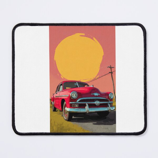 Item preview, Retro Red Vintage Car Cartoon with Sun - Classic Automobile Art designed and sold by Larrysamdesign.