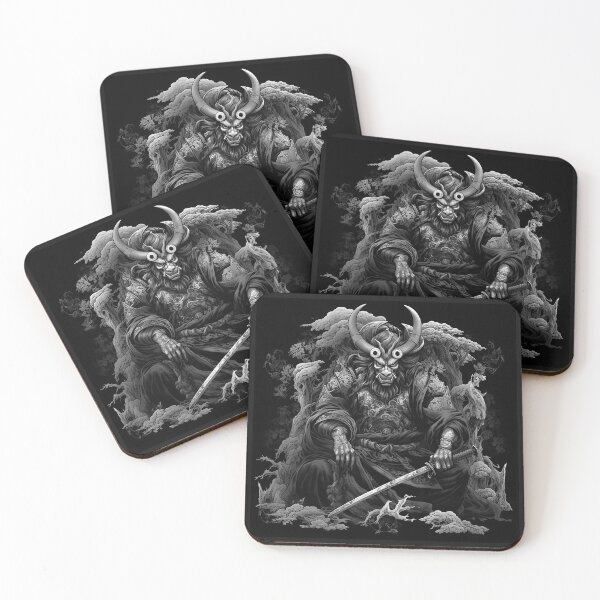 Item preview, Black and White Oni Samurai Demon Warrior Art designed and sold by inkoutninja.