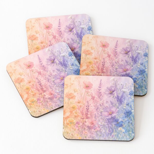 Item preview, Pastel Rainbow Wildflower Meadow Watercolor Gradient Floral designed and sold by ChubbyGoong.
