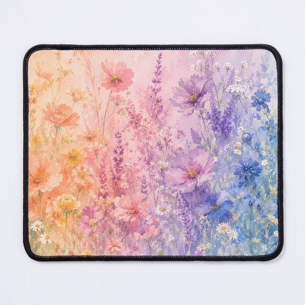 Item preview, Pastel Rainbow Wildflower Meadow Watercolor Gradient Floral designed and sold by ChubbyGoong.