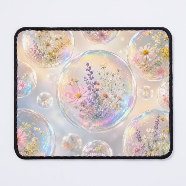 Item preview, Whimsical Flower Filled Soap Bubbles Iridescent Pastel Floral Fantasy designed and sold by ChubbyGoong.