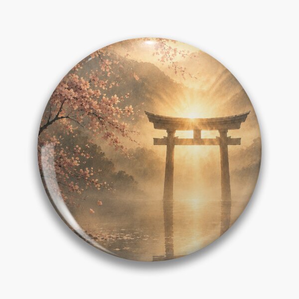 Item preview, Japandi Torii Gate Art Print – Japanese Sumi-e Wall Art, Misty Torii Reflection Poster, Cherry Blossom Landscape, Zen Minimalist Decor, Made by Japanese Artist in Japan designed and sold by SereniBloom.