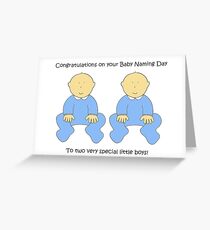 Twin Boys Baby Naming Ceremony Congratulations. Greeting Card