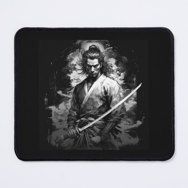 Item preview, Black and White Samurai Warrior Katana Portrait designed and sold by inkoutninja.