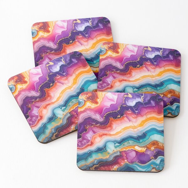 Item preview, Blue Teal Orange Purple Pink Marble  designed and sold by SeaStarAlex.