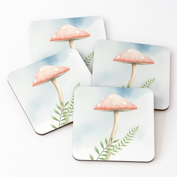 Item preview, Watercolor Mushroom Art with Blue Sky Background designed and sold by Vida e Arte.