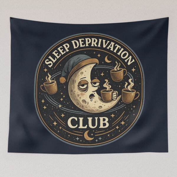 Item preview, Sleep Deprivation Club Badge – Funny Tired Moon & Coffee Night Owl Design, Late Night Humor designed and sold by MagicMakerPh.