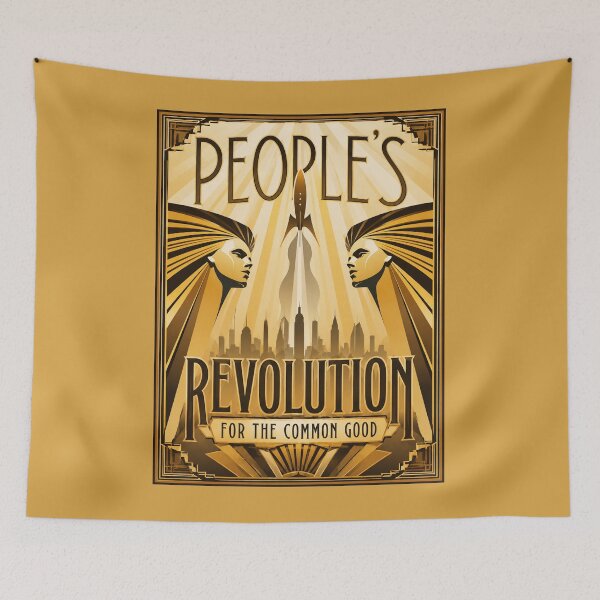 Item preview, People's Revolution Gold Vintage Art Deco Poster designed and sold by thelivingrp.