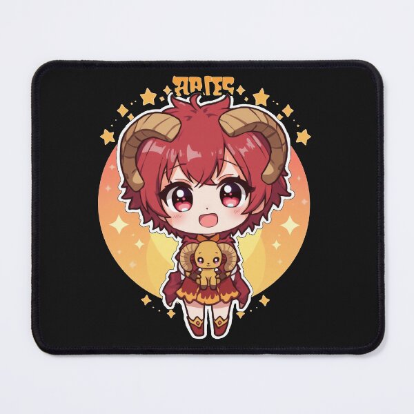 Item preview, Chibi Aries Zodiac Girl Sticker — Kawaii Astrology Anime Ram Fire Sign Art designed and sold by Cosmic Zodiac Studio.