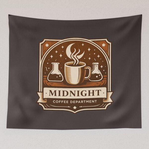 Item preview, Midnight Coffee Department Emblem – Retro Night Owl Coffee Society Badge, Cozy Insomnia Café designed and sold by MagicMakerPh.