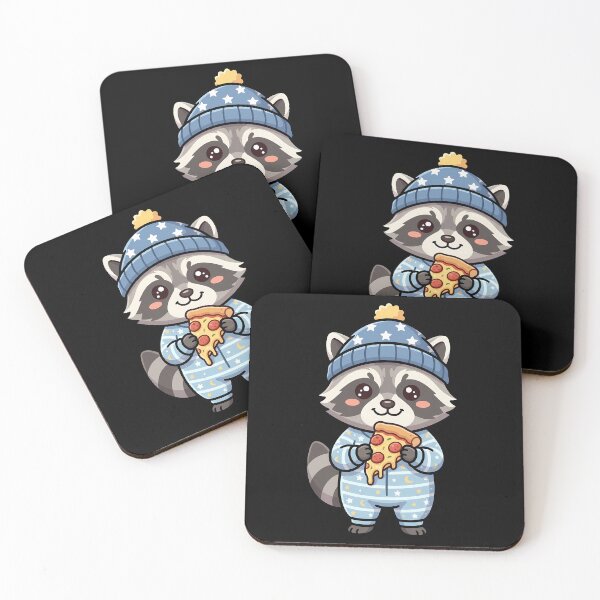 Item preview, Cute Raccoon in Pajamas Eating Pizza designed and sold by LuisWorks.