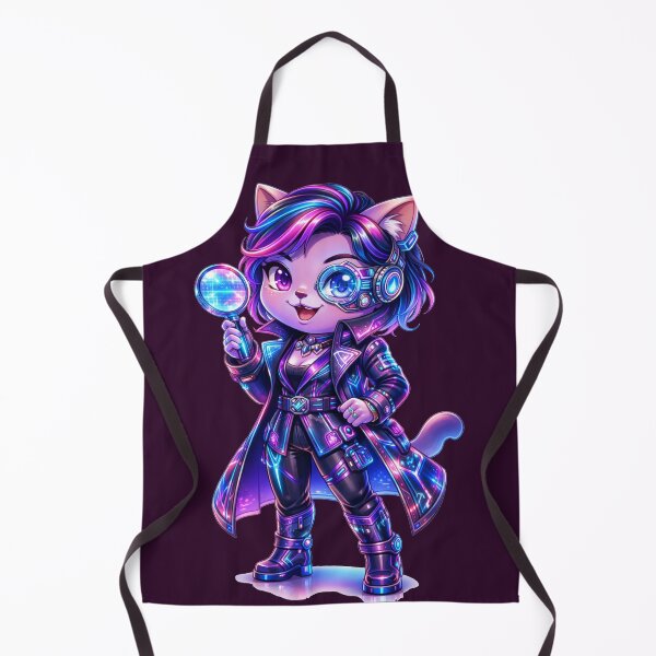 Item preview, Cyberpunk Detective Cat Chibi Neon Art designed and sold by ChaEmm_Studio.