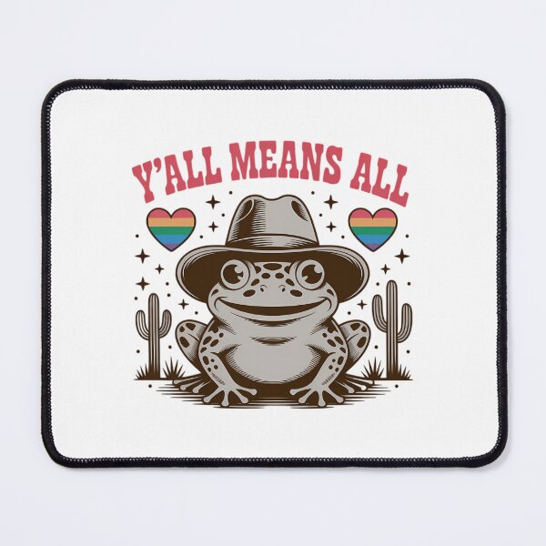 Item preview, LGBTQ Flag Y'all LGBTQ Means All Cowgirl Cowboy Frog designed and sold by sailorjessiArt.