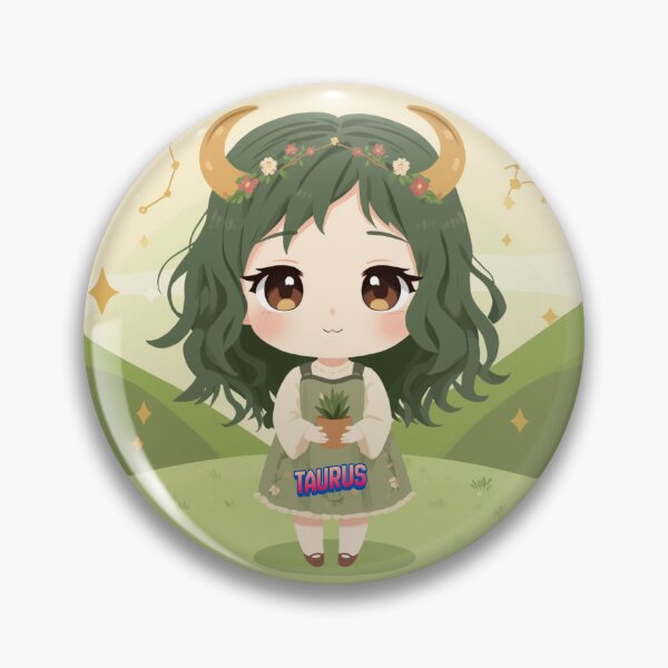 Item preview, Chibi Taurus Zodiac Girl Sticker — Kawaii Astrology Anime Earth Sign Floral Art designed and sold by Cosmic Zodiac Studio.
