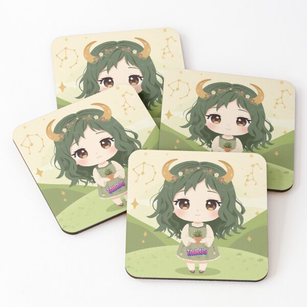 Item preview, Chibi Taurus Zodiac Girl Sticker — Kawaii Astrology Anime Earth Sign Floral Art designed and sold by Cosmic Zodiac Studio.