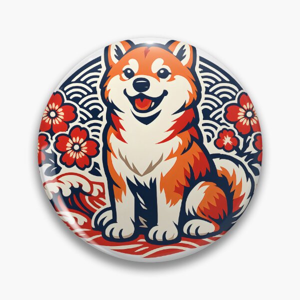 Item preview, Shiba Inu with Japanese Waves and Sakura designed and sold by LainCellJapan.