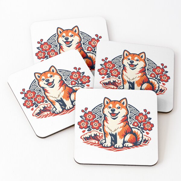 Item preview, Shiba Inu with Japanese Waves and Sakura designed and sold by LainCellJapan.