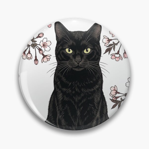 Item preview, Black Cat Under Sakura Blossoms Japanese Cherry Blossom Art designed and sold by vekotpu.