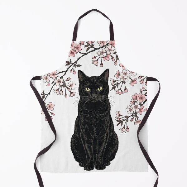 Item preview, Black Cat Under Sakura Blossoms Japanese Cherry Blossom Art designed and sold by vekotpu.