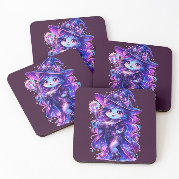 Item preview, Cosmic Witch Cat Fantasy Chibi Neon Art designed and sold by ChaEmm_Studio.