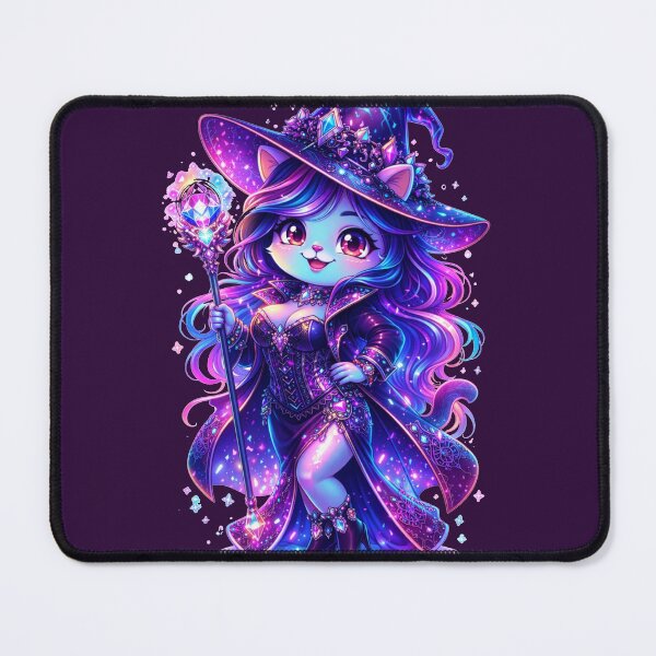 Item preview, Cosmic Witch Cat Fantasy Chibi Neon Art designed and sold by ChaEmm_Studio.
