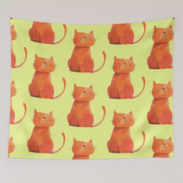 Item preview, Happy orange cat sitting with fine lines designed and sold by Mauswohn.