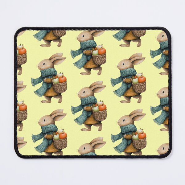 Item preview, Cute bunny with scarf carrying a basket full of apples designed and sold by Mauswohn.