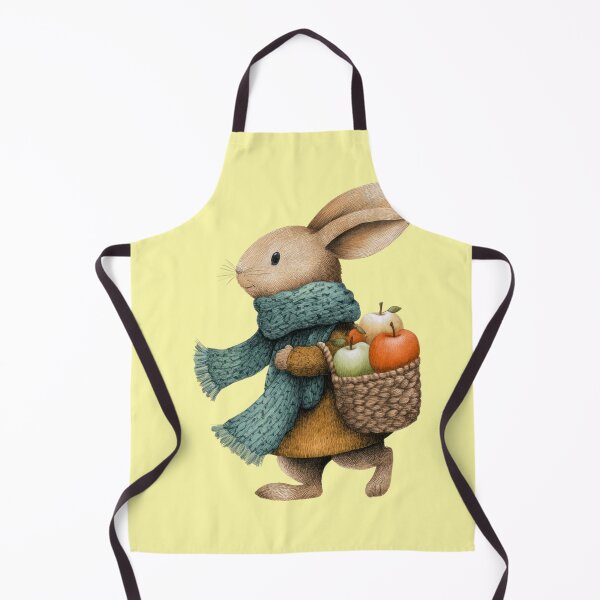 Item preview, Cute bunny with scarf carrying a basket full of apples designed and sold by Mauswohn.